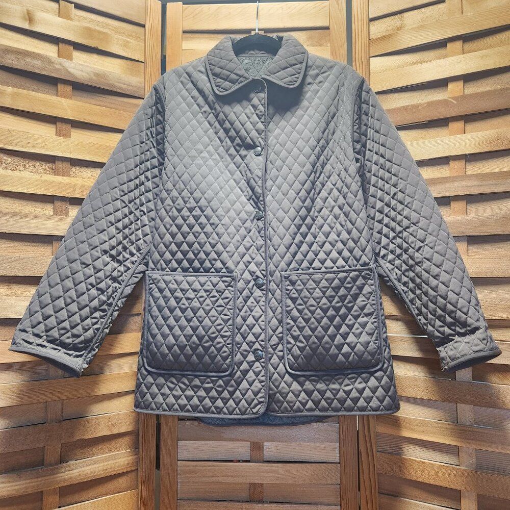 Pacific Trail Reversible Army Green Jacket Women M Polyester Coat Button